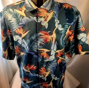 Tommy Bahama Hawaiian Shirt Mens Lg. Multicolor Bird Of Paradise Floral